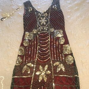 20s Flapper Dress and Accessories
